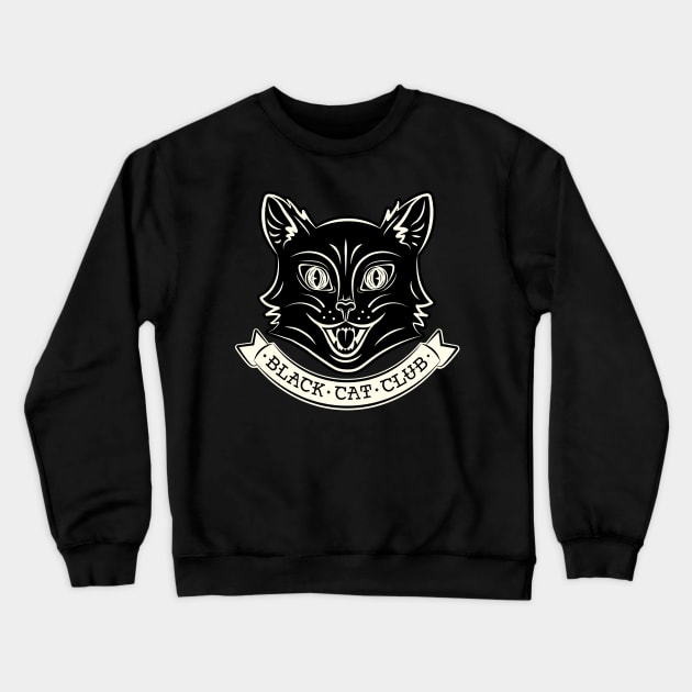 Black Cat Club Crewneck Sweatshirt by TinyGinkgo